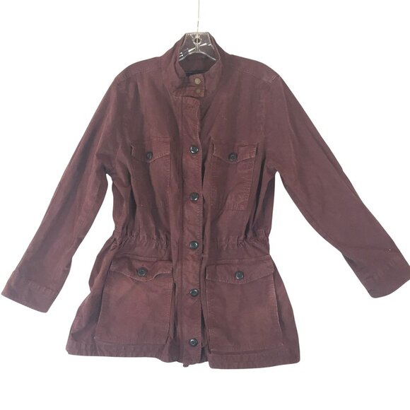 Lucky Brand Womens 1X Burgundy Cotton Anorak Barn Jacket Front Pockets - Picture 1 of 12
